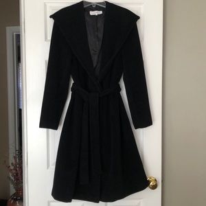 Black wrap coat, Calvin Klein